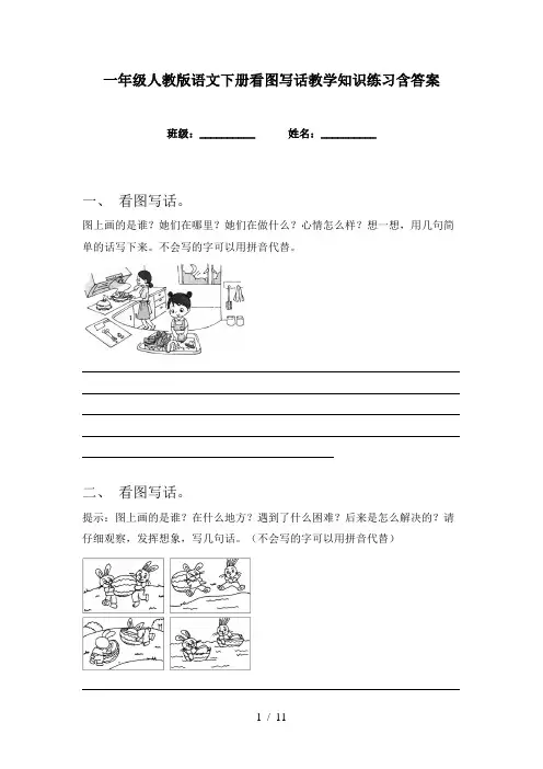 一年级人教版语文下册看图写话教学知识练习含答案
