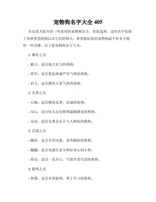 宠物狗名字大全405