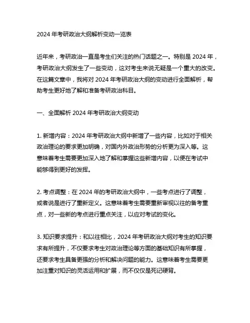 2024年考研政治大纲解析变动一览表