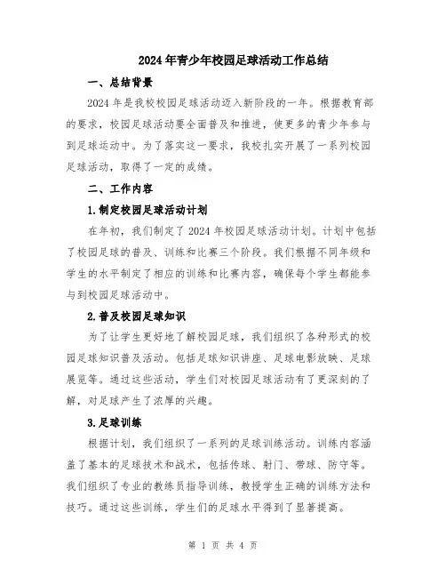 2024年青少年校园足球活动工作总结