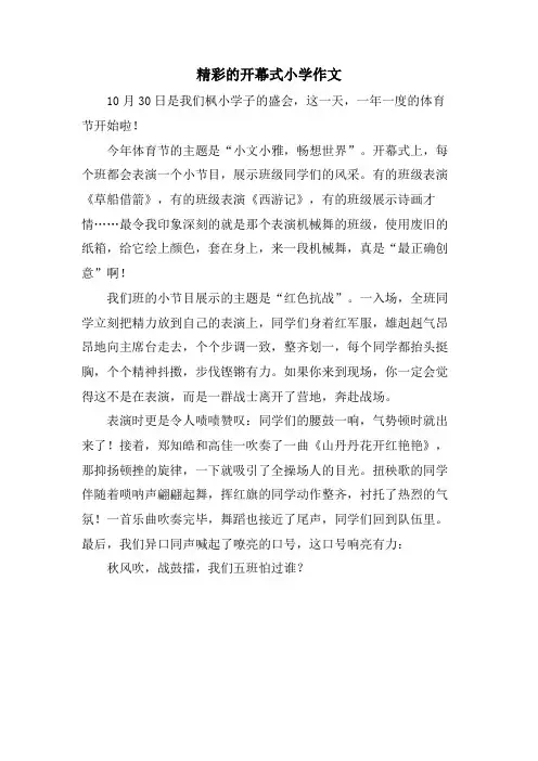 精彩的开幕式小学作文