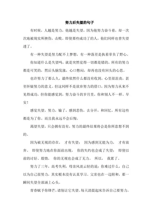 努力后失望的句子