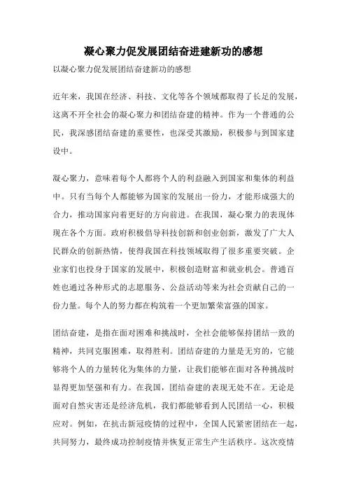 凝心聚力促发展团结奋进建新功的感想