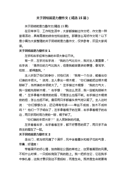 关于团结就是力量作文（精选15篇）