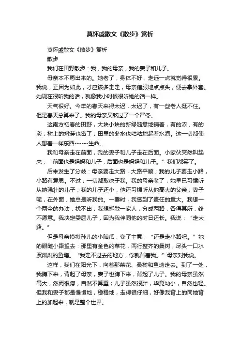 莫怀戚散文《散步》赏析