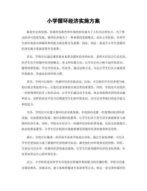 小学循环经济实施方案