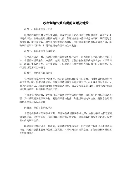 桉树组培快繁出现的问题及对策