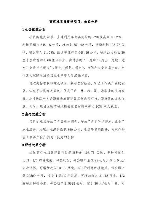 高标准农田建设项目：效益分析