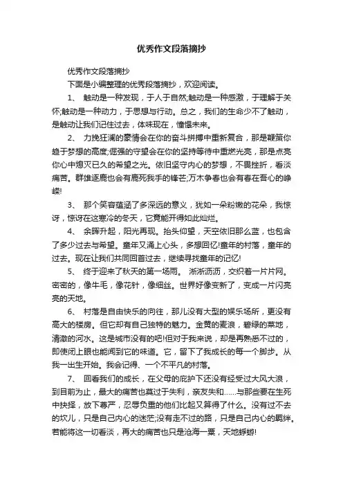 优秀作文段落摘抄