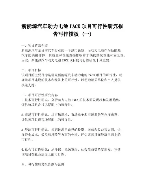 新能源汽车动力电池PACK项目可行性研究报告写作模板 (一)