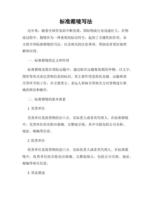 标准箱唛写法