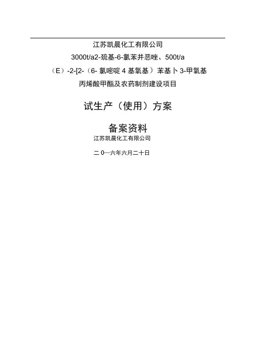 化工项目试生产方案