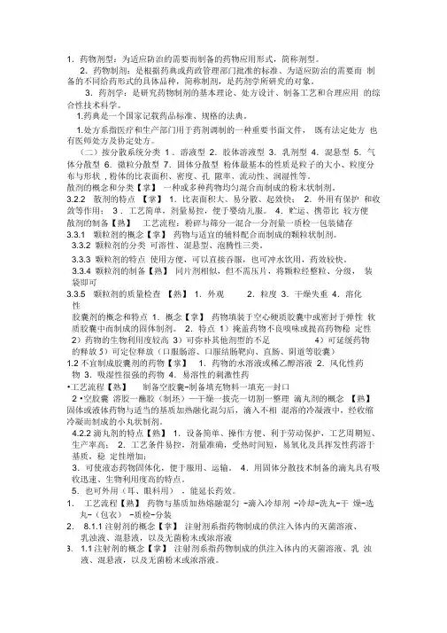 药剂学归纳笔记