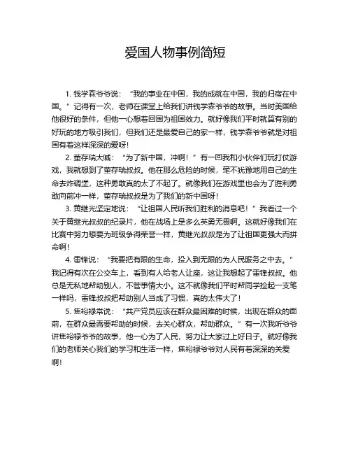爱国人物事例简短