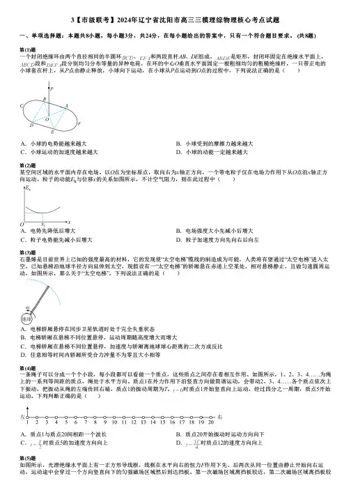 3【市级联考】2024年辽宁省沈阳市高三三模理综物理核心考点试题
