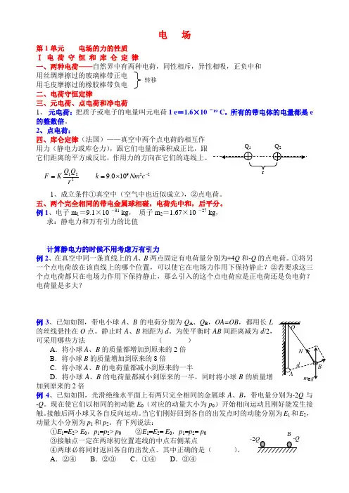 静电场 辅导班讲义