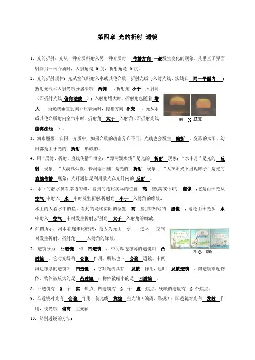 4光的折射 透镜-江苏省泰兴市洋思中学中考物理一轮复习(概念复习题)