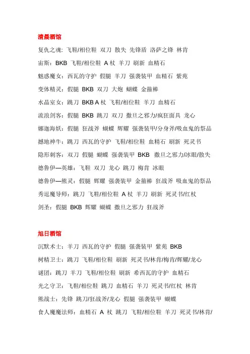DOTA所有英雄装备一览