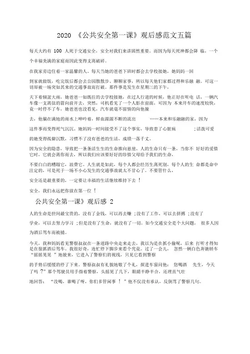 2020《公共安全第一课》观后感范文五篇