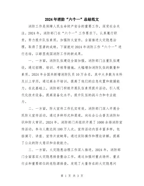 2024年消防“六个一”总结范文