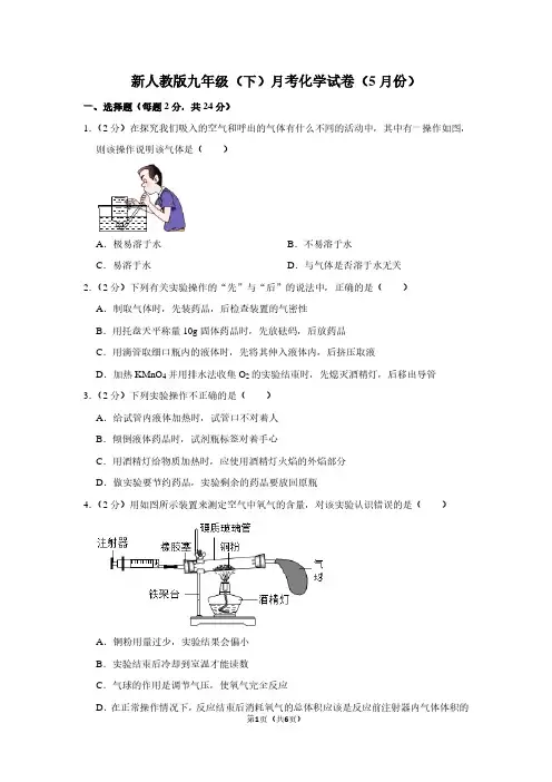 新人教版九年级(下)月考化学试卷(5月份)