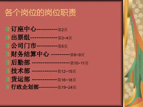 各个岗位的岗位职责