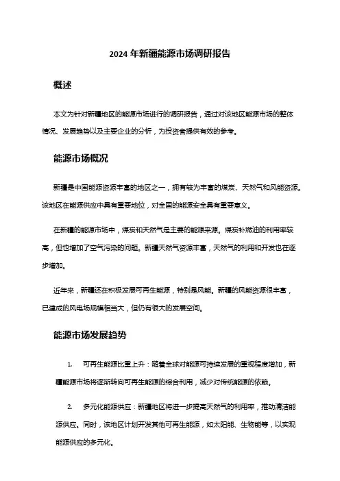 2024年新疆能源市场调研报告