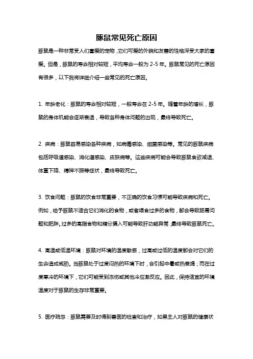 豚鼠常见死亡原因