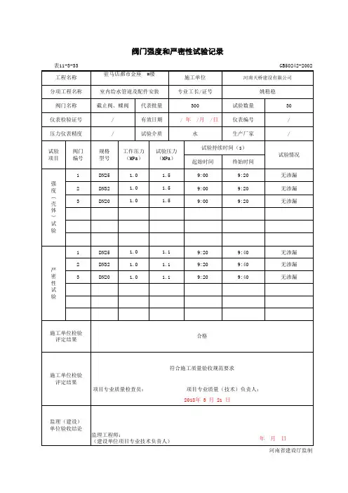 001-11-3-33_阀门强度和严密性试验记录
