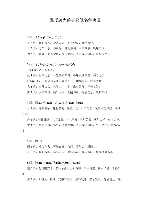 五行属火的字及姓名学寓意