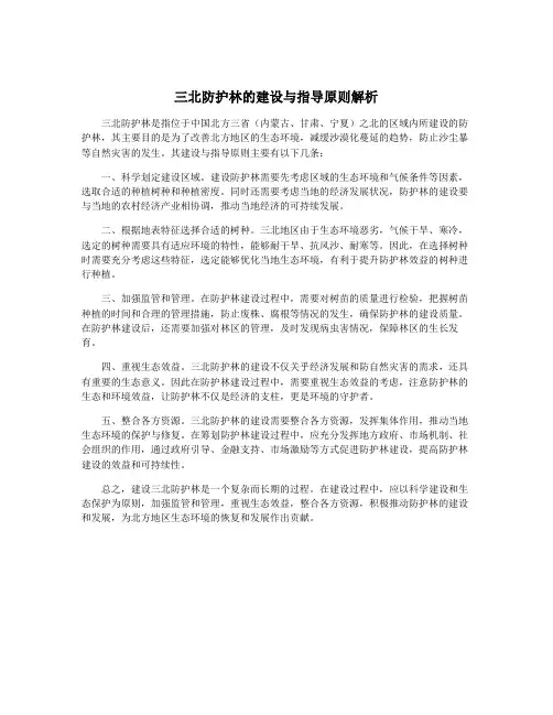 三北防护林的建设与指导原则解析