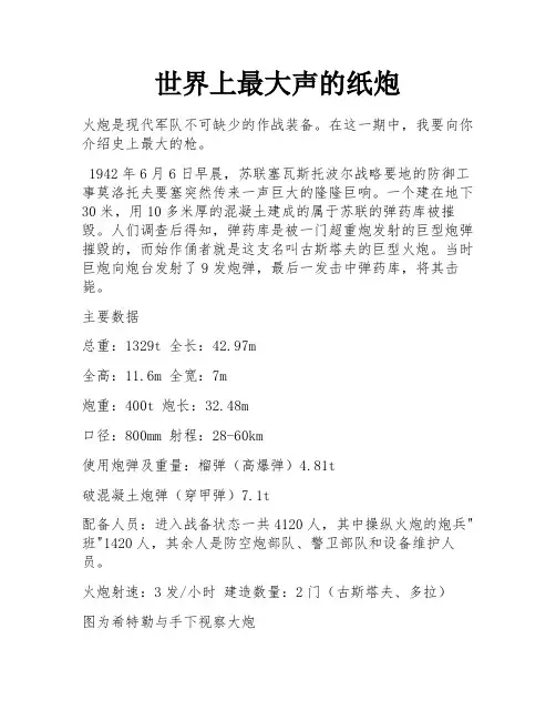 世界上最大声的纸炮