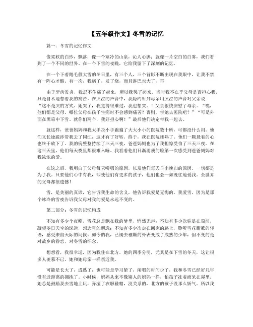 【五年级作文】冬雪的记忆