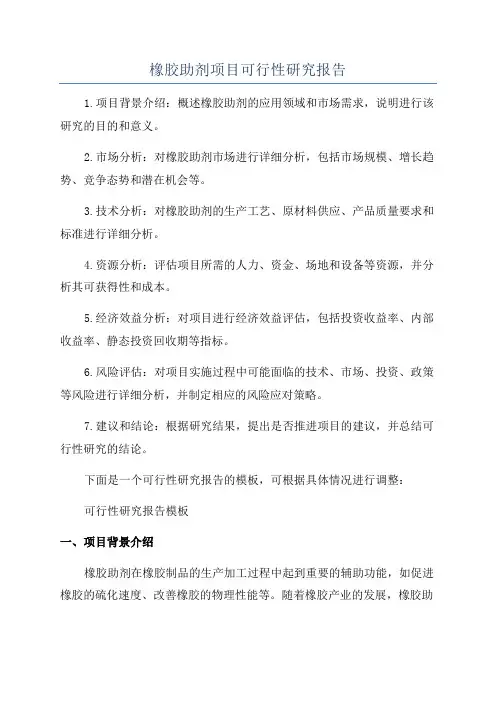 橡胶助剂项目可行性研究报告