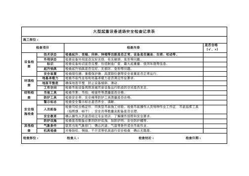 大型起重设备进场安全检查记录表
