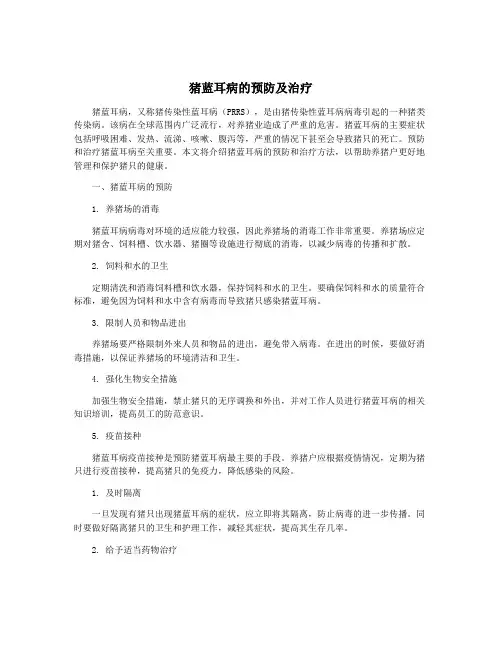 猪蓝耳病的预防及治疗