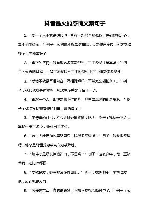 抖音最火的感情文案句子