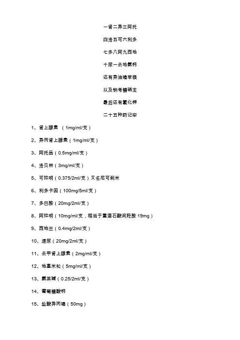 手术室急救药品
