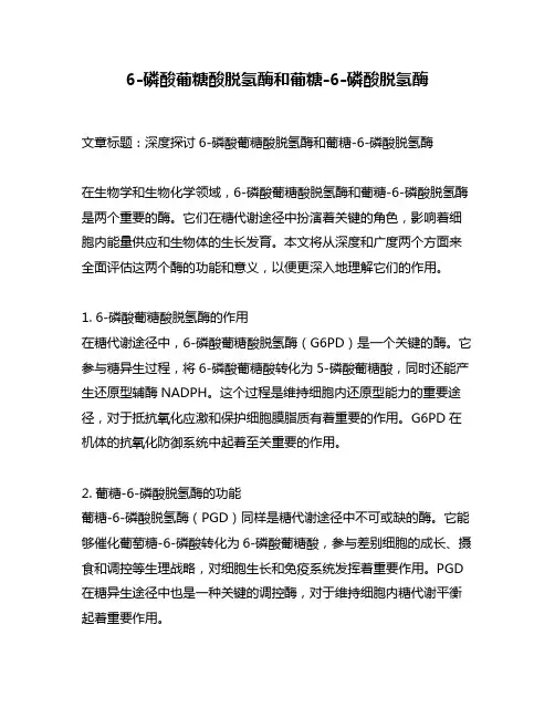 6-磷酸葡糖酸脱氢酶和葡糖-6-磷酸脱氢酶
