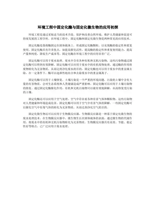 环境工程中固定化酶与固定化微生物的应用初探