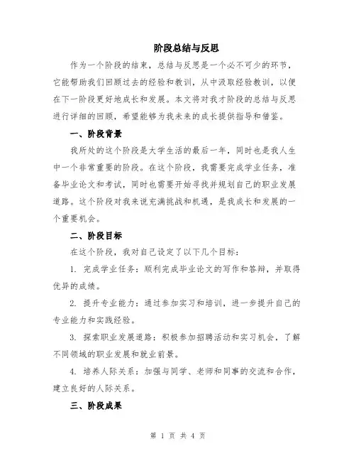 阶段总结与反思