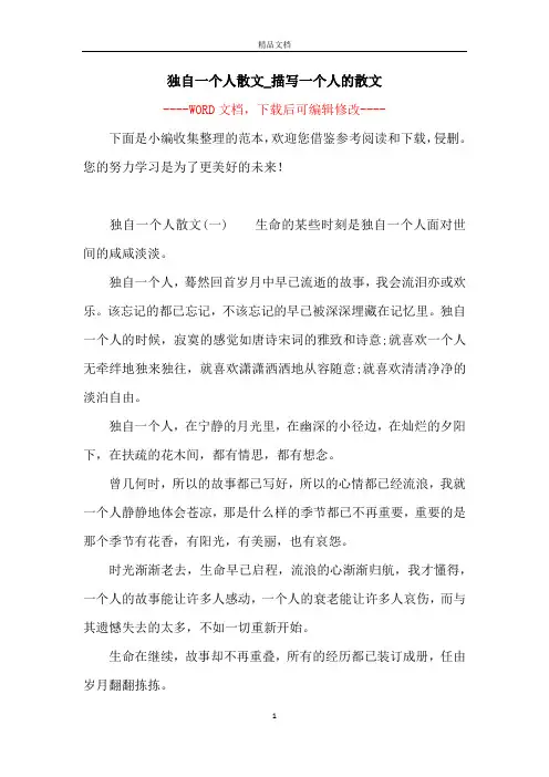 独自一个人散文_描写一个人的散文 2
