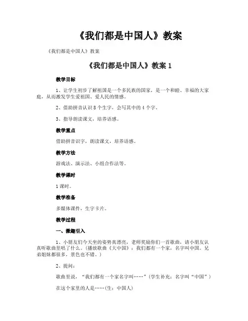 《我们都是中国人》教案