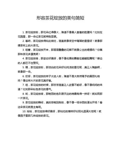 形容茶花绽放的美句简短