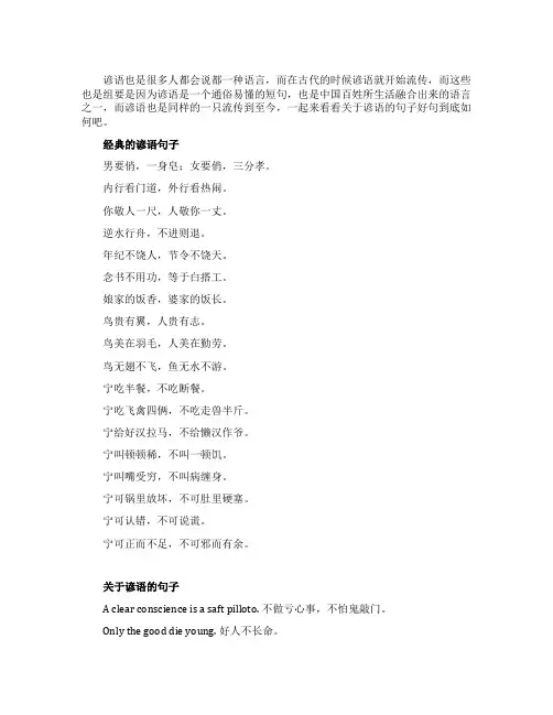 关于谚语的句子好句_谚语