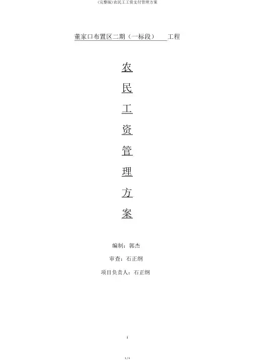 (完整版)农民工工资支付管理方案