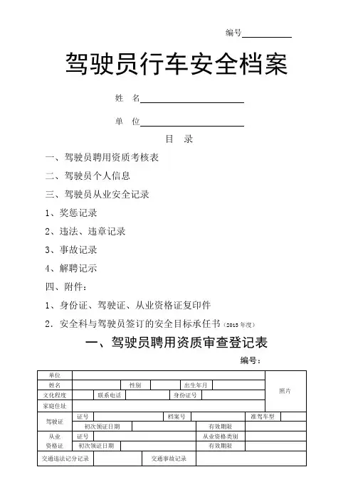 驾驶员安全信息档案表