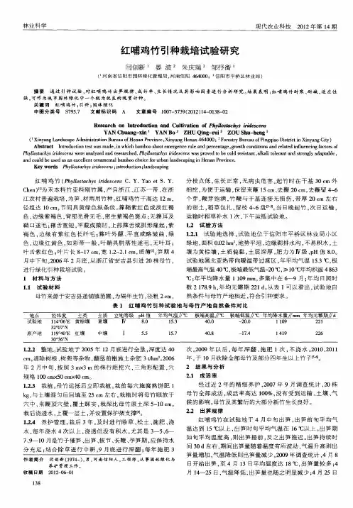 红哺鸡竹引种栽培试验研究