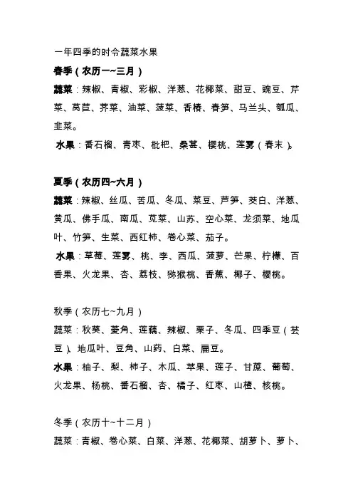 四季应季水果大全