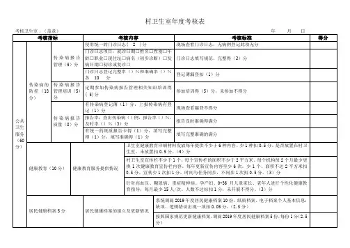 村卫生室年度考核表
